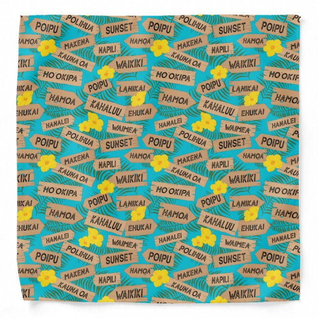 Beaches of Hawaii Tropical Print Bandana (Front)