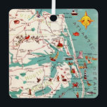 Beaches of the Outer Banks  Metal Ornament<br><div class="desc">Great vintage postcard map of the Outer Banks repurposed on an ornament.</div>