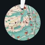 Beaches of the Outer Banks Ornament<br><div class="desc">Great vintage postcard map of the Outer Banks repurposed!  You can reposition the map to show any part of the Outer Banks you wish!</div>