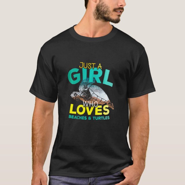 Beaches Turtles Cute Funny Ocean Beach Lover T-Shirt (Front)