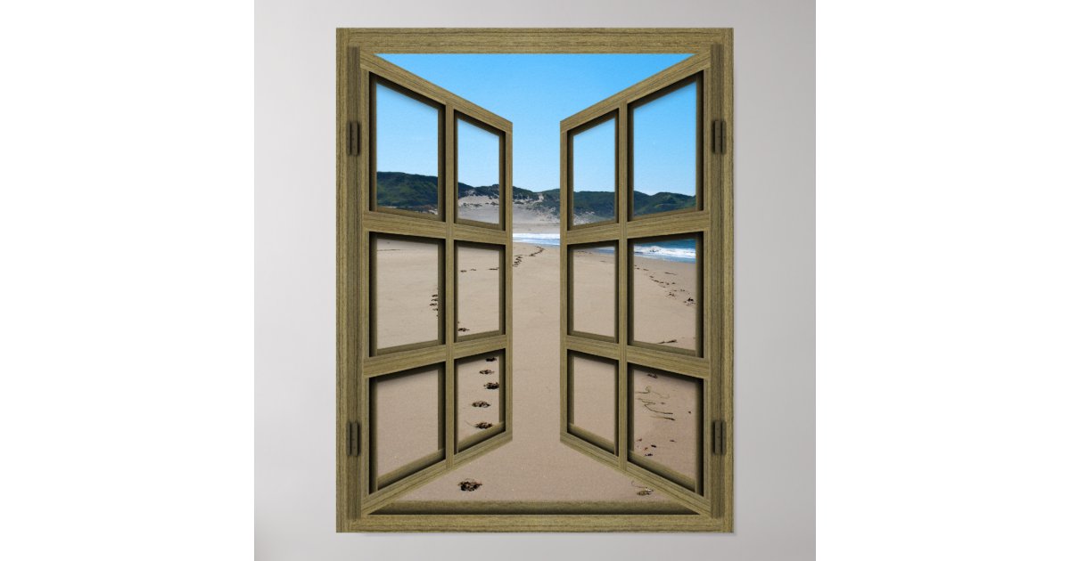 Beachfront 6 Pane Open French Door Poster Zazzle Com