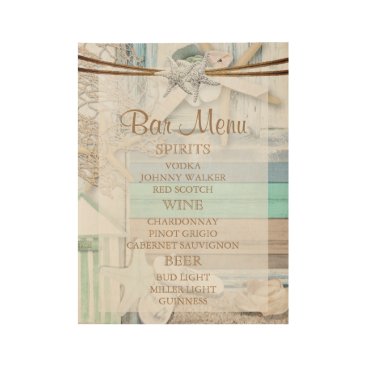 Beachfront Bar Menu Wedding Wood Poster Beachfront Bar Menu Wedding Wood Poster