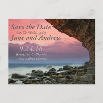 Beachfront Save The Date Invitation Postcard by Studio001 at Zazzle