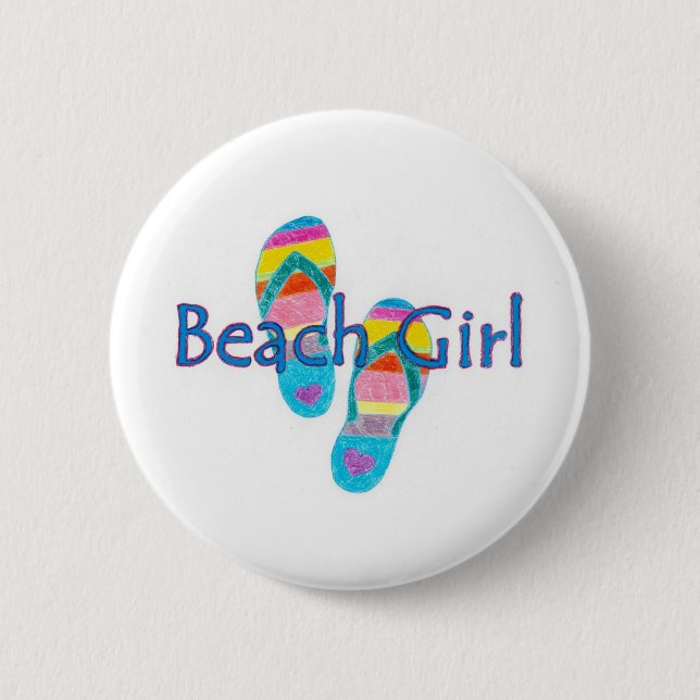 beachgirl pinback button (Front)