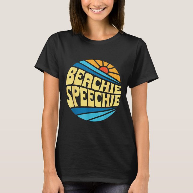 Beachie Speechie Speech Therapy Beach Retro Summer T-Shirt (Front)