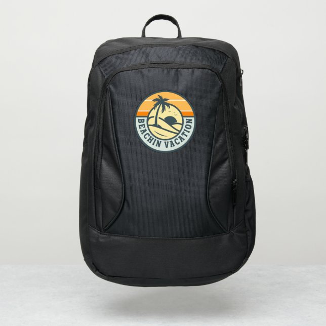 Beaching vacation logo on bagpack port authority® backpack (Front)