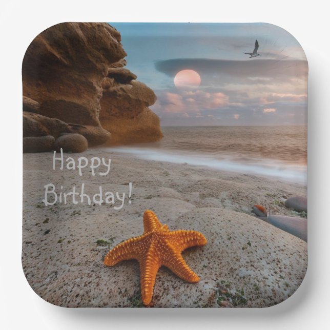 Beachlife Birthday Paper Plates (Front)