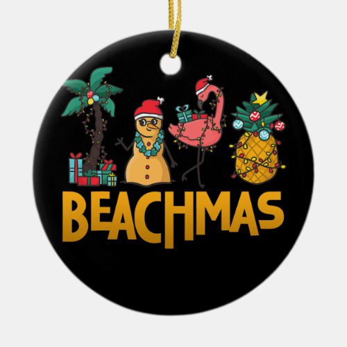 Beachmas Santa Tropical Beach Christmas In July Ceramic Ornament