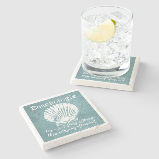 Beachologie Art of Doing Nothing Stone Coaster (Side)