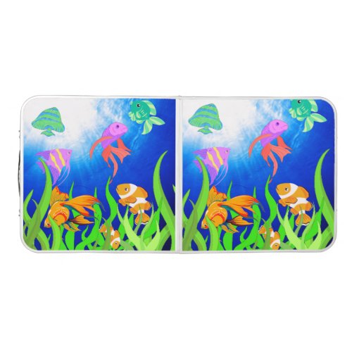 Beachside Beauty Tropical Fish Haven  Beer Pong Table