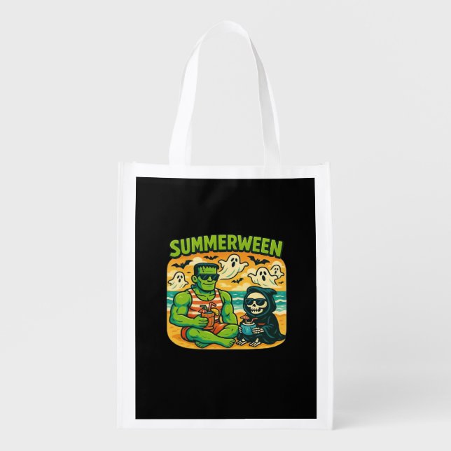 Beachside Boogeymen - Retro Summerween Vibes Class Grocery Bag (Front)