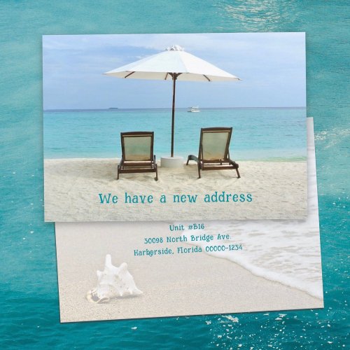 Beachside Chairs New Address Announcement Cards