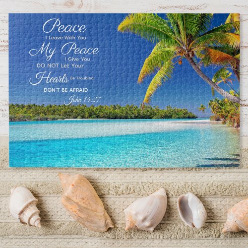 Beachside Cook Island _ John 1427 Bible Verse Jigsaw Puzzle