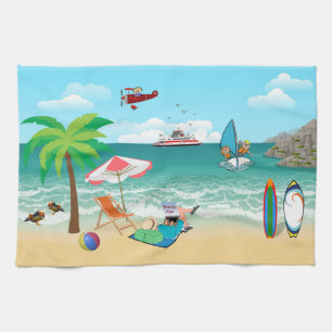 Beachside Family Fun Kitchen Towel