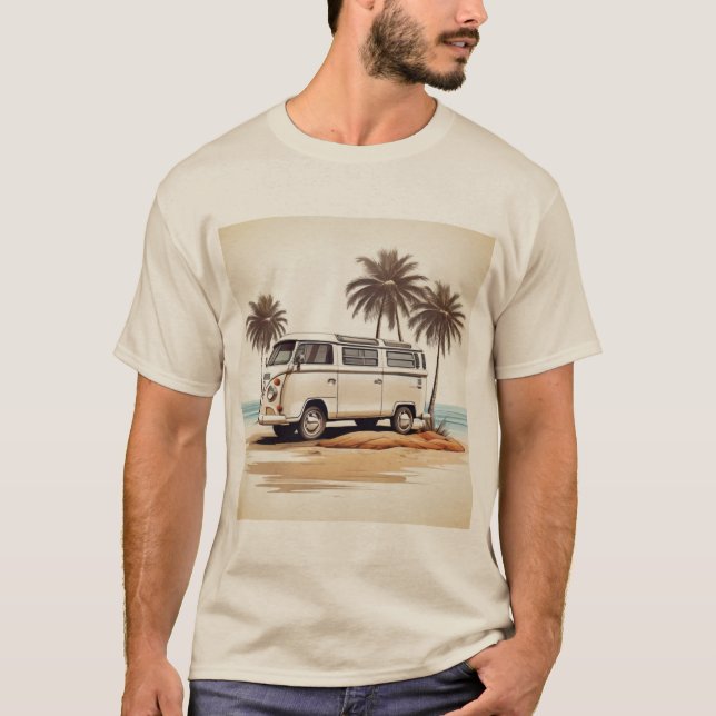 Beachside Kombi Adventure Tee - Retro Coastal Char (Front)