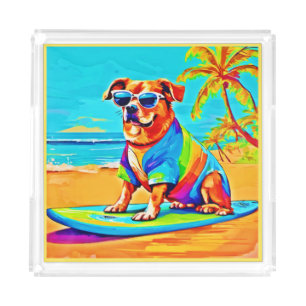 Beachside Pup: Surfing Charm Acrylic Tray