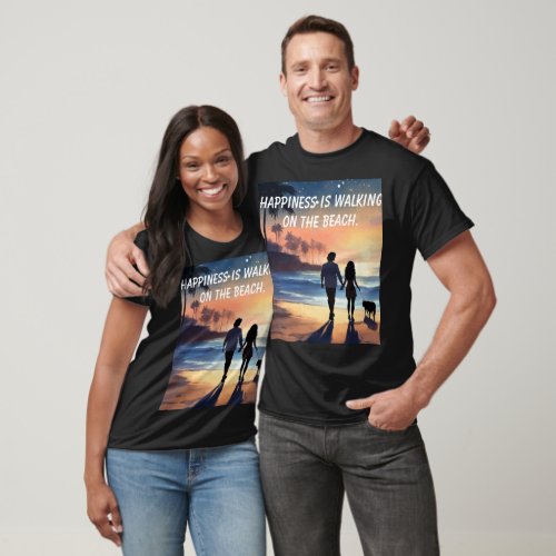 Beachside Romance Walk Together in Style  T_Shirt