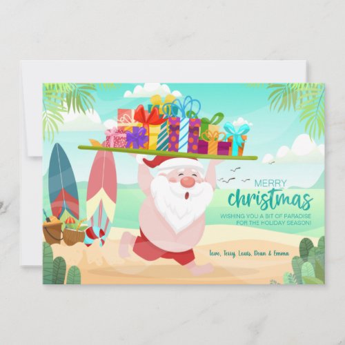 Beachside Santa Christmas Card