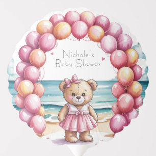 Beachside Teddy Bear Balloon Girl Baby Shower 