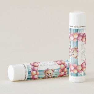 Beachside Teddy Bear Balloon Girl Baby Shower  Lip Balm