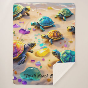"Beachside Turtle Buddies" Sherpa Blanket