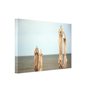 Beachside Umbrellas Golden Twilight Photographic