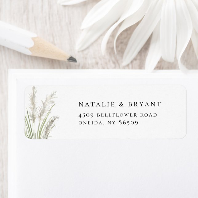 Beachside Watercolor Pampas Grass Address Label (Insitu)