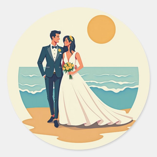 Beachside Wedding Sticker (Front)