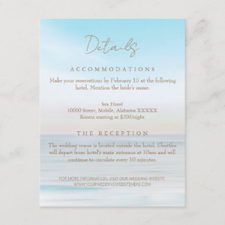 Beachside Wedding Venue Details Enclosure Card
