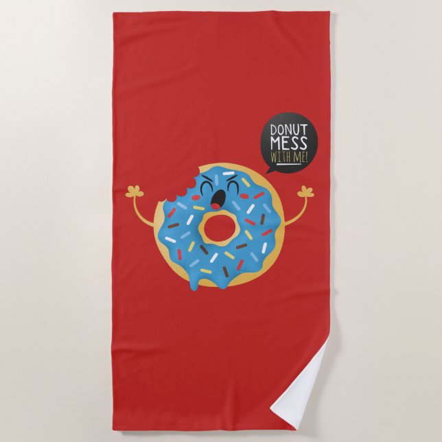 Beachtowel Boys Funny Donut Mess With Me Beach Towel (Front)