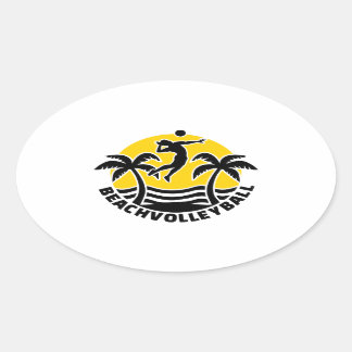 Beachvolleyball palms sun oval sticker