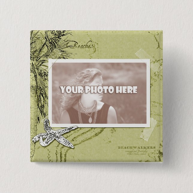 Beachwalker Collage - Kiwi Pinback Button (Front)