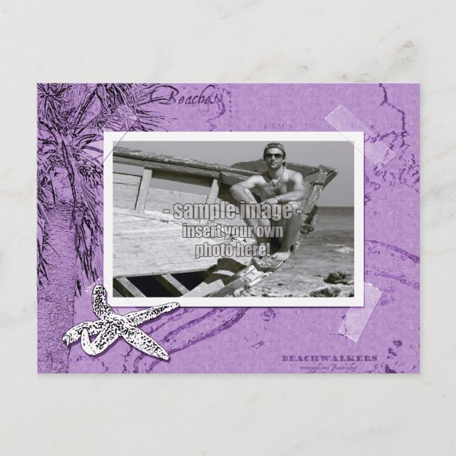 Beachwalker Collage Violet Photo Frame Postcard (Front)