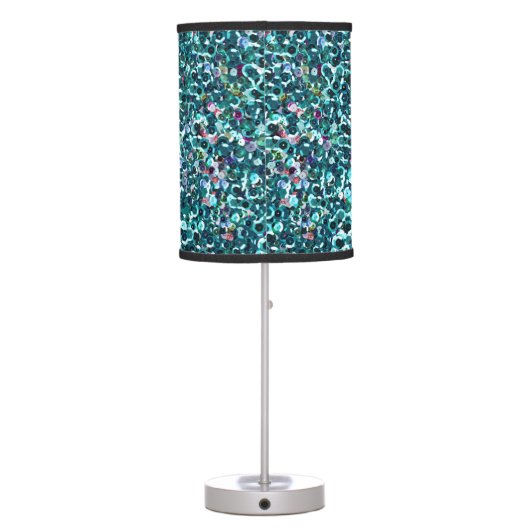 Beachy Aqua Blue Faux Sequins Table Lamp (Back)