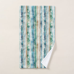 Beachy, artsy abstract ink stripes hand towel 