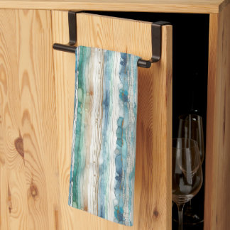 Beachy, artsy abstract ink stripes kitchen towel