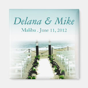 Beachy Beach Wedding Favor Keepsake Magnet