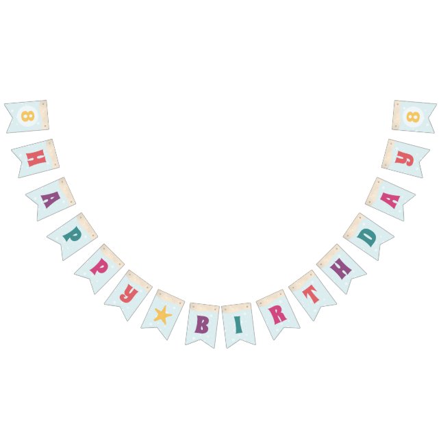 Beachy Birthday Bubbles Pink Teal Purple Peach Bunting Flags (All)