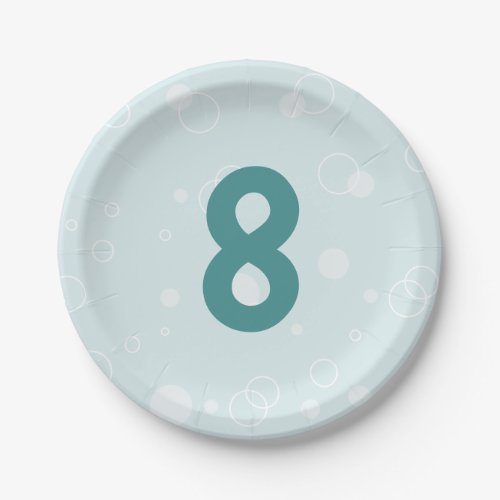 Beachy Birthday Bubbles Teal Paper Plate