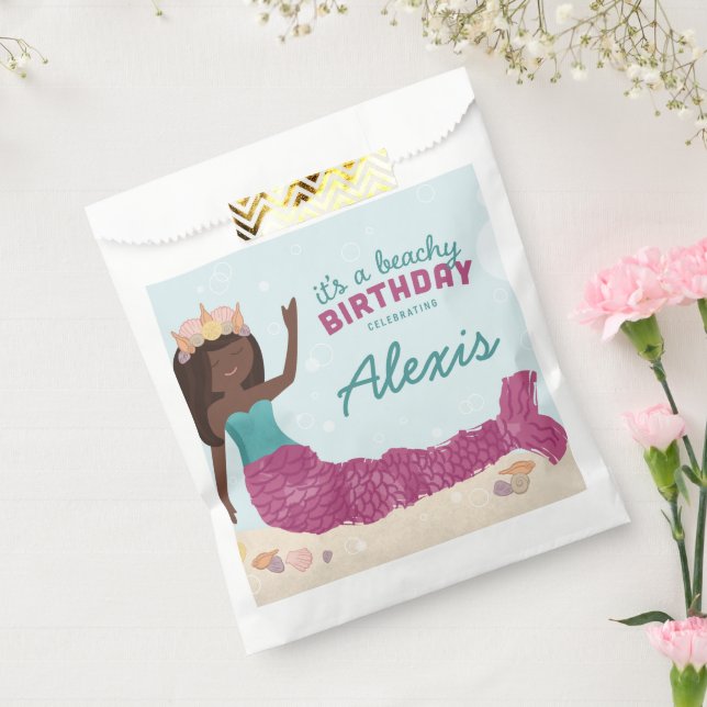 Beachy Birthday Mermaid Favor Box Pink Teal Bag (Sealed)