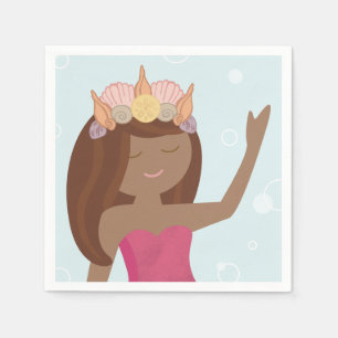 Beachy Birthday Mermaid Pink Purple Napkins