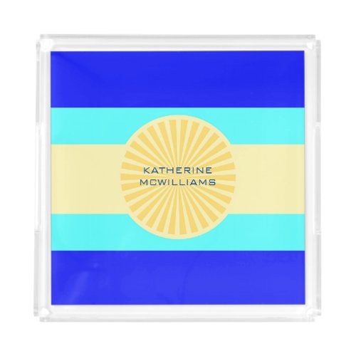 Beachy Bliss Ocean Blues and Sunny Hues_Stripes_ Acrylic Tray