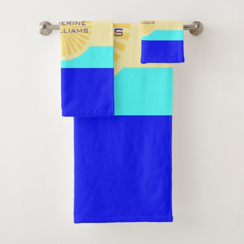 Beachy Bliss Ocean Blues and Sunny Hues_Stripes Bath Towel Set