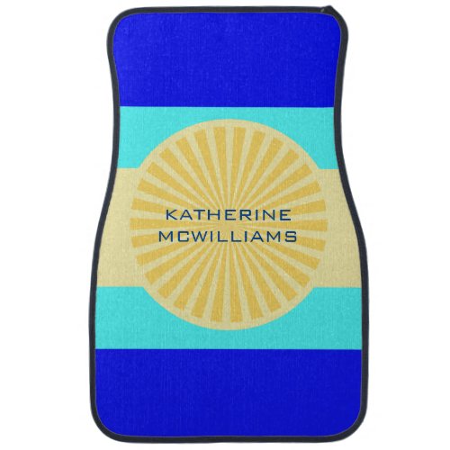 Beachy Bliss Ocean Blues and Sunny Hues_Stripes Car Floor Mat