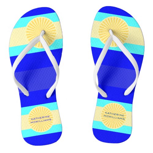 Beachy Bliss Ocean Blues and Sunny Hues_Stripes Flip Flops