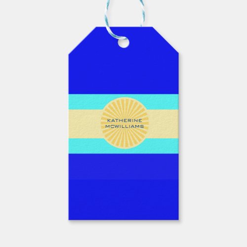 Beachy Bliss Ocean Blues and Sunny Hues_Stripes_ Gift Tags
