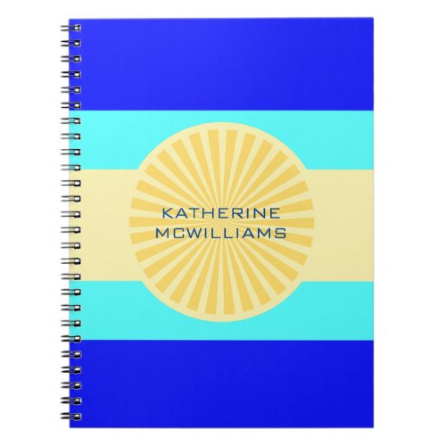 Beachy Bliss Ocean Blues and Sunny Hues_Stripes Notebook