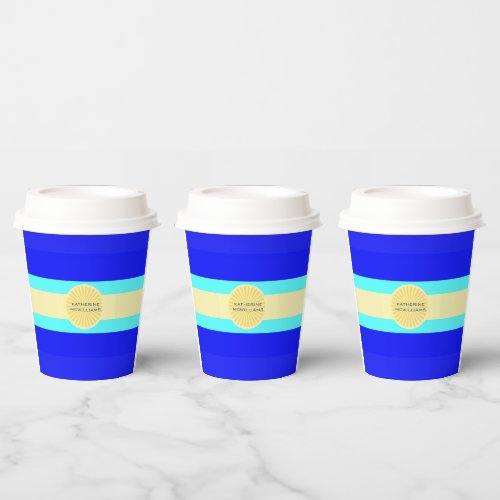 Beachy Bliss Ocean Blues and Sunny Hues_Stripes_ Paper Cups