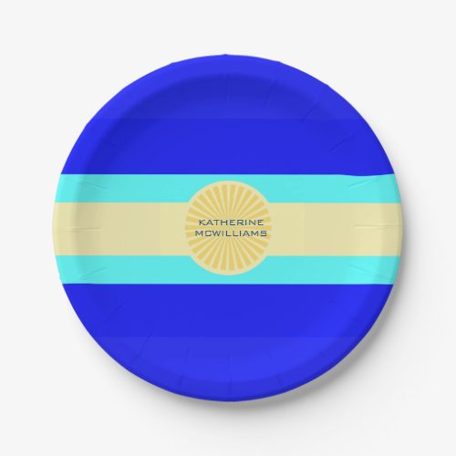 Beachy Bliss Ocean Blues and Sunny Hues_Stripes_ Paper Plates