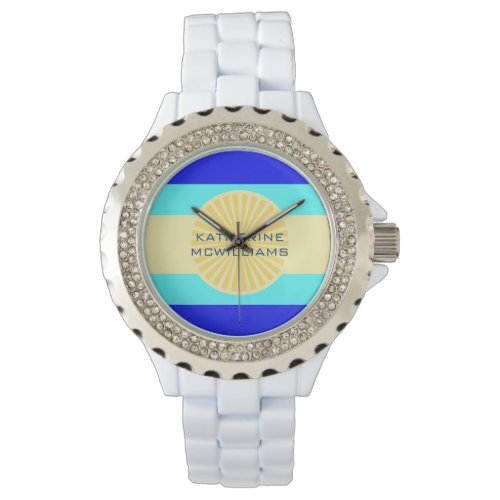 Beachy Bliss Ocean Blues and Sunny Hues_Stripes Watch
